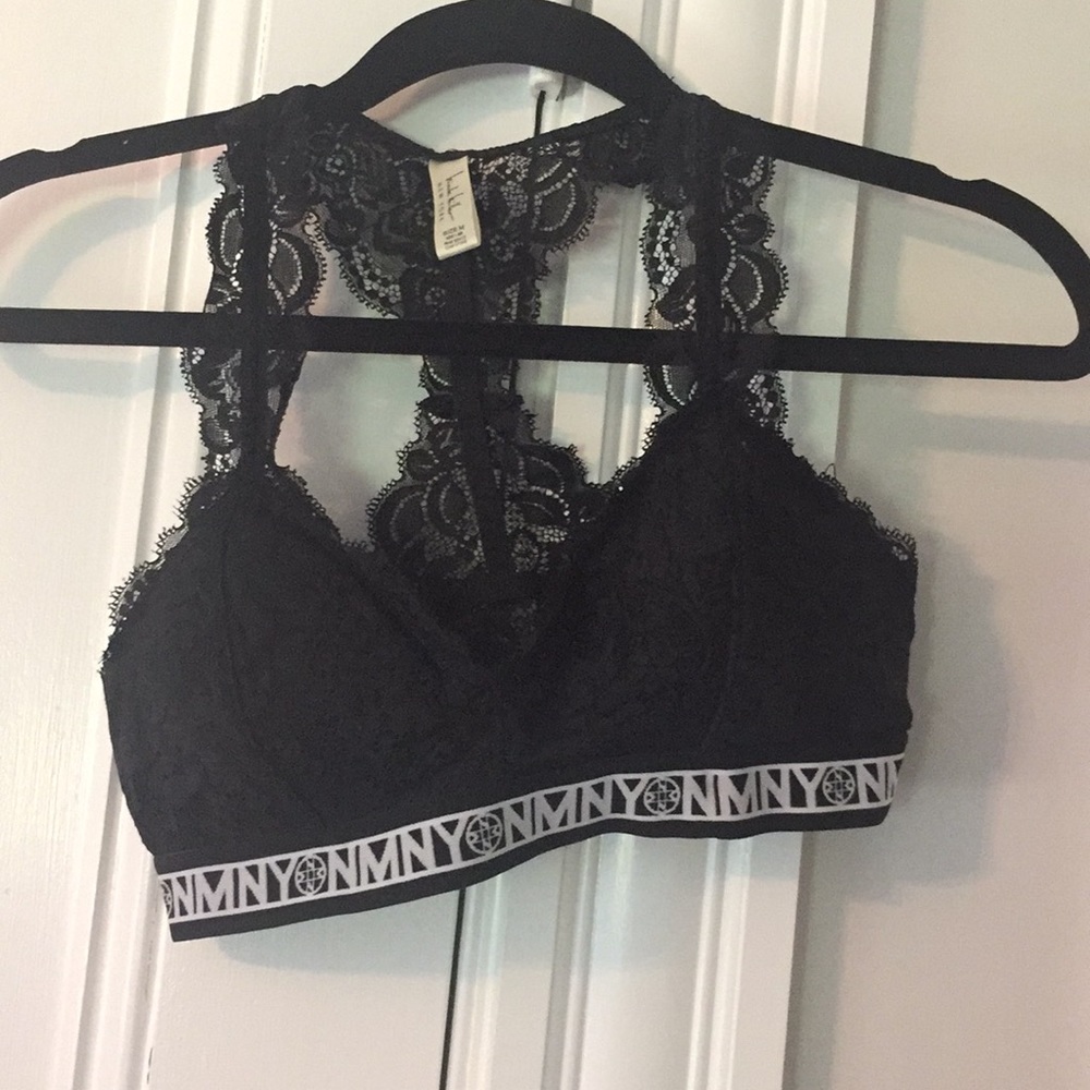 Black lace racer back bralette